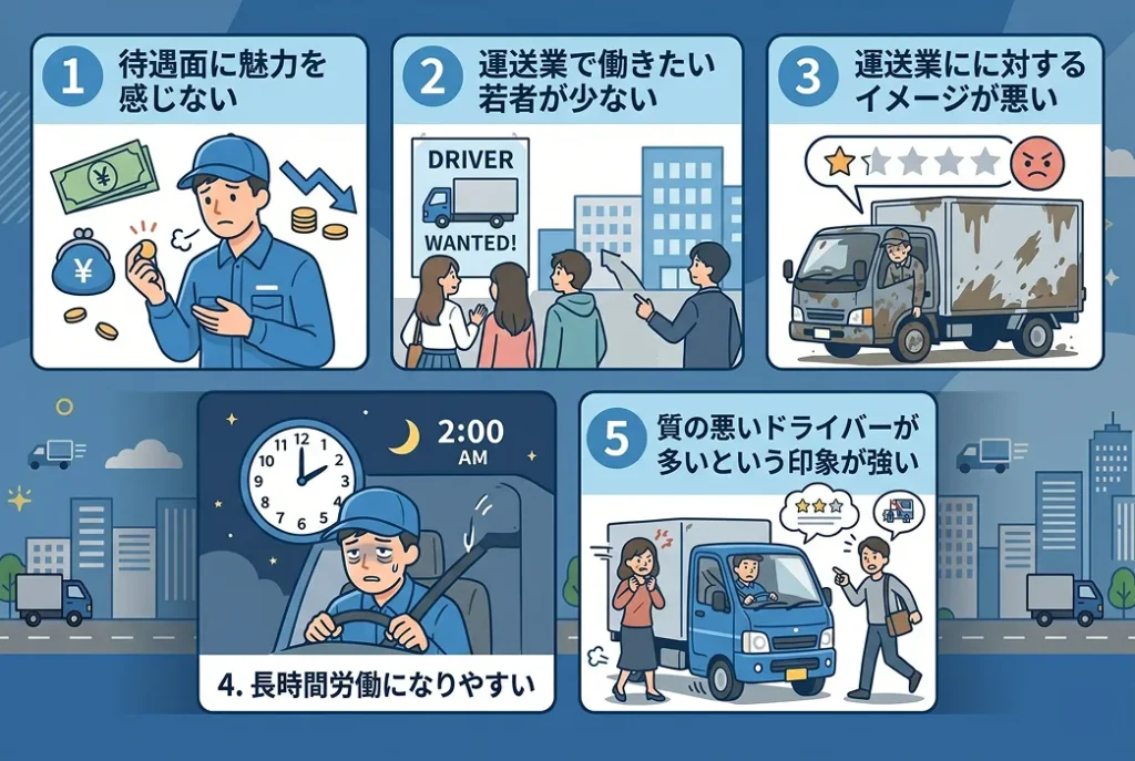 運送業・物流業界に人が入ってこない原因