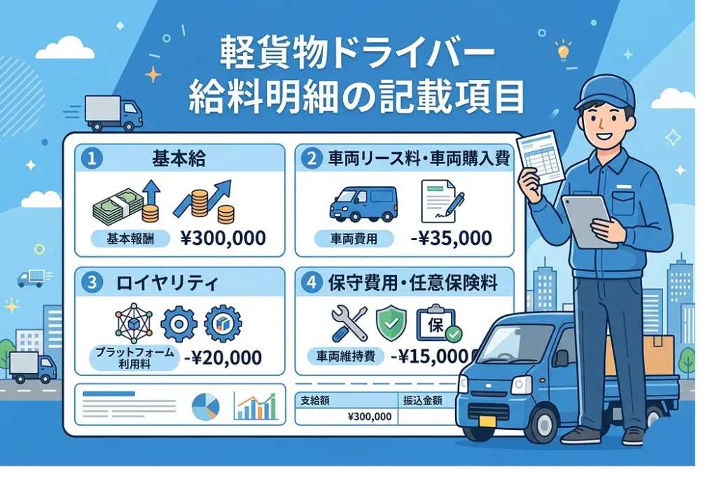 軽貨物ドライバーの給料明細の記載項目
